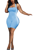 Summer Sexy Pure Halter Color Bodycon Jumpsuits ANK6019