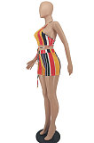 Women Fashion Sexy Colorful Stripe Sleeveless Shorts Sets  SMY8093