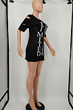 Fashion Tight Hole Letter Printing Dress YM181 