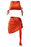 Pure Color Rib Bandage Skirts Sets NK251