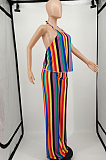 Fashion Classic Halter Neck Stripe Casual The Home Two-Piece YM193