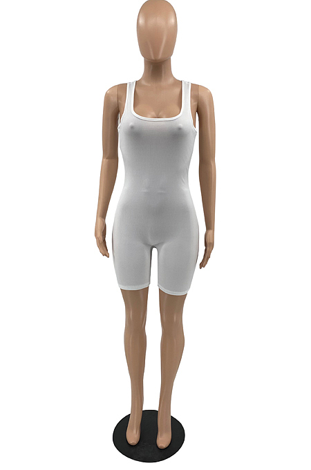 Fashion Pure Color Pit Bar Vest Romper Shorts SYY8063