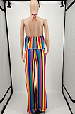 Fashion Classic Halter Neck Stripe Casual The Home Two-Piece YM193