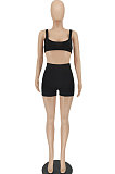 Pure Color Vest Sexy Casaul Shorts Sets SMY8081