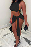 Pure Color Rib Bandage Skirts Sets NK251