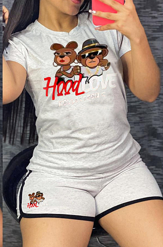 Cartoon Graphic Print Sports Short Sleeve Shorts Sets YM194