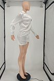 Pure Color Long Sleeve V Neck Trendy Casual Sexy Mini Dress SMY8102
