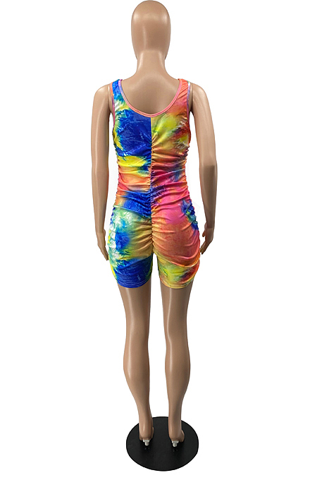 Fashion Tie Dye Sleeveless Romper Shorts SYY8062