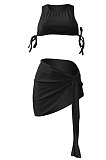 Pure Color Rib Bandage Skirts Sets NK251