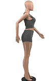 Women Yoga Pure Color Backless U Neck Tank Tops Shorts Jumpsuit 2 Sets MLM9071