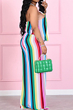Fashion Classic Halter Neck Stripe Casual The Home Two-Piece YM193