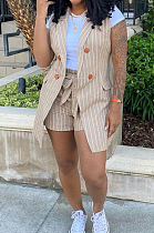 Euramerican Stripe OL Small Suit Coat Shorts Two-Piece Contain The Belt YM192