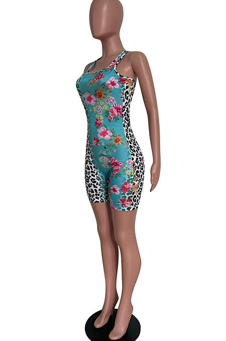 Printing Temperament Commuter Tight Sexy Vest Romper Shorts HM5481