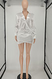 Pure Color Long Sleeve V Neck Trendy Casual Sexy Mini Dress SMY8102