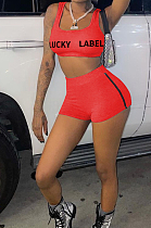 Euramerican Summer Vest Letter Printing Shorts Two Piece SYY8061 