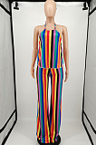 Fashion Classic Halter Neck Stripe Casual The Home Two-Piece YM193