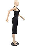 Sexy Pure Color Vest Pit Bar Casul Midi Dress YMM9073