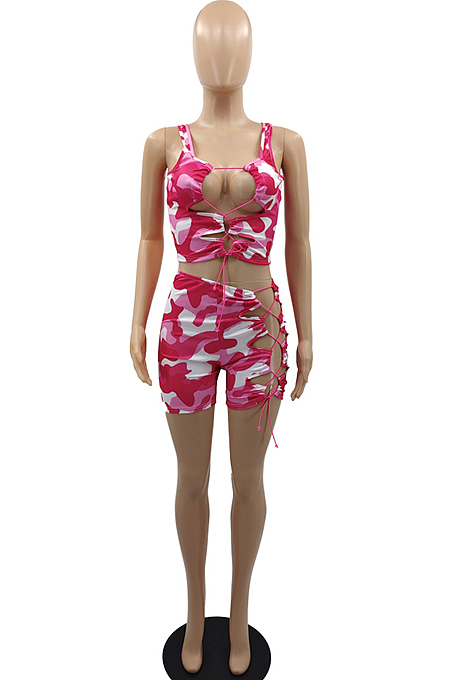 Fashion Casual Camouflage Bind Two-Piece YMM9070