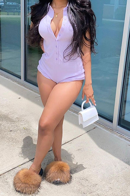 Tailored Collar Buttons Pure Color Short Sleeve Romper Shorts FH162