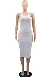 Sexy Pure Color Vest Pit Bar Casul Midi Dress YMM9073