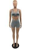 Euramerican Summer Vest Letter Printing Shorts Two Piece SYY8061 
