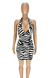Summer Sexy Print Deep V-Neck Halter Mini Dress ANK6014