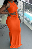 Euramerican Fashion Pit Bar Ruffle Long Dress Sets YT3278