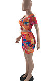 Sexy Fashion Women Tie Dye Drawsting Shorts Sets HYM86802