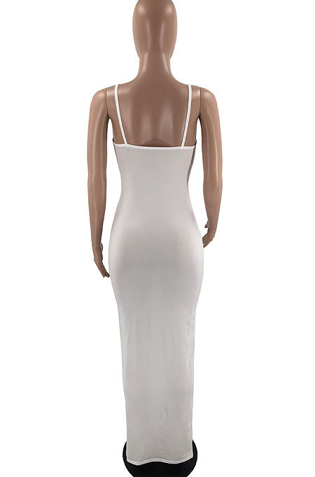 Pure Color Condole Belt Sleeveless Backless High Waist Loose Long Dress HYM86801