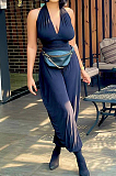 Euramerican Pure Color Loose Bind Wide Leg Jumpsuits QSS51015