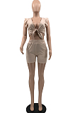 Fashion Pure Color Sleeveless Shorts Two Piece QSS51013