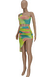 Women Sexy One Shoulder Printing Skirts Sets FFE141