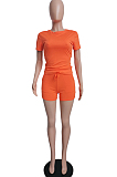 Casual Sports Pure Color T Shirt Shorts Two Piece LML248