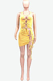 Women Sexy Drawsting Hollow Out Pit Bar Mini Dress HYM8064