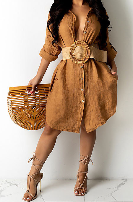 Euramerican Women Loose Pure Color Cardigan T Shirt/Shirt Dress AWL5887