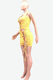 Women Sexy Drawsting Hollow Out Pit Bar Mini Dress HYM8064