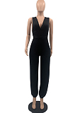 Euramerican Pure Color Loose Bind Wide Leg Jumpsuits QSS51015