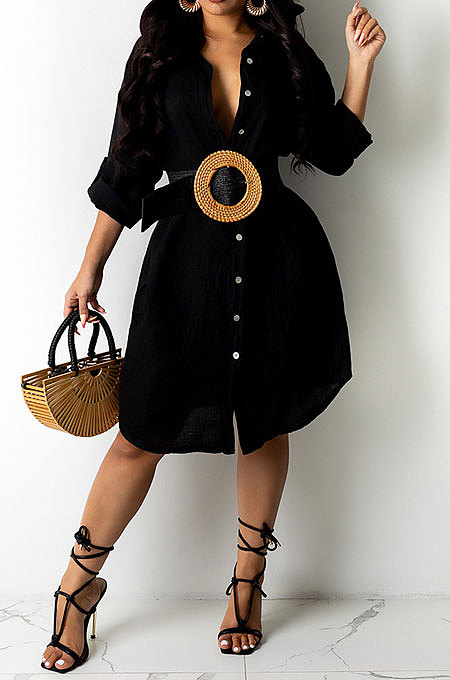 Euramerican Women Loose Pure Color Cardigan T Shirt/Shirt Dress AWL5887
