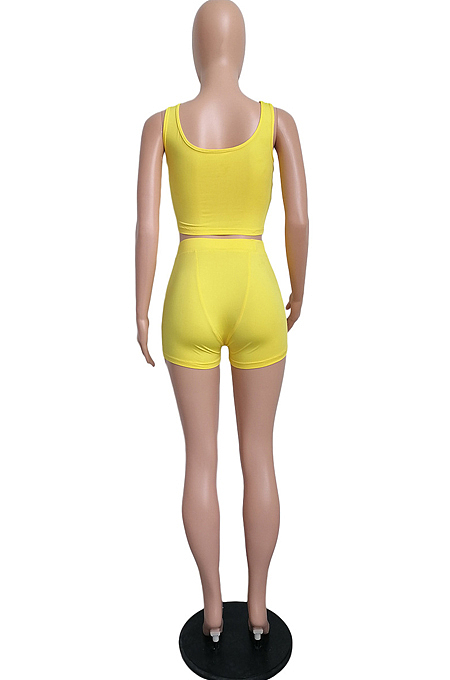 WHOLESALE | Casual Prue Color Vest Shorts Sprots Two Piece LML245