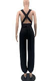 Euramerican Pure Color Loose Bind Wide Leg Jumpsuits QSS51015
