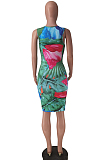 Night Club Sexy Positioning Printing Sleeveless Dress ZDD31133