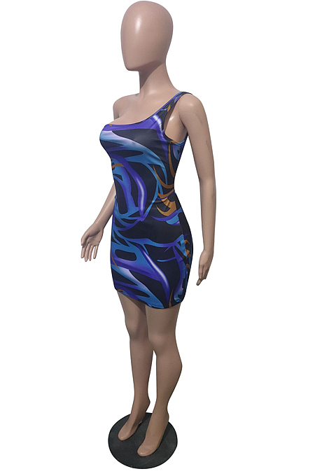Euramerican Fashion Casual Printing Mini Dress T223