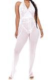 Sexy Fashion Net Yarn Spliced Bind Wide Leg Jumpsuits SMR10019