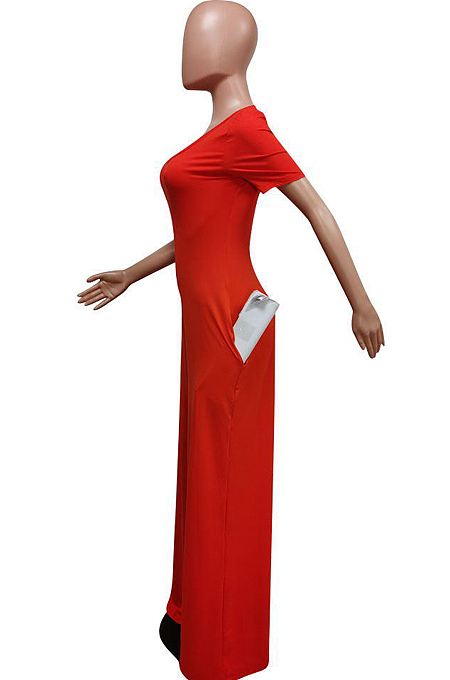 Euramerican Deep V Short Sleeve Wide Leg Jumpsuits F88372