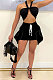 Women Pure Color Sexy Bandage Chest Wrap Skirts Sets AMM8358