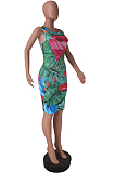 Night Club Sexy Positioning Printing Sleeveless Dress ZDD31133
