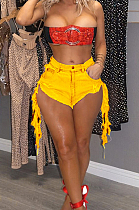 Fashion Cultivate One's Morality Water Washing Tassel Cowboy Shorts SMR2271