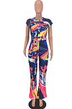 Fashion Casual Tie Dye Printing Short Sleeve Long Pants Two Piece WJ5041 