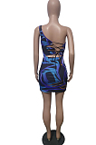 Euramerican Fashion Casual Printing Mini Dress T223