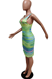 Euramerican Summer Tie Dye Cultivate One's Morality Hypotenuse Dres F88370